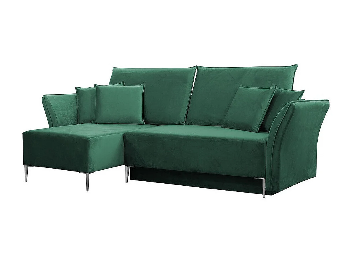 Canapé d'angle Providence 146, Vert, Fonction de couchage, Boîte de literie, 247x142x96cm