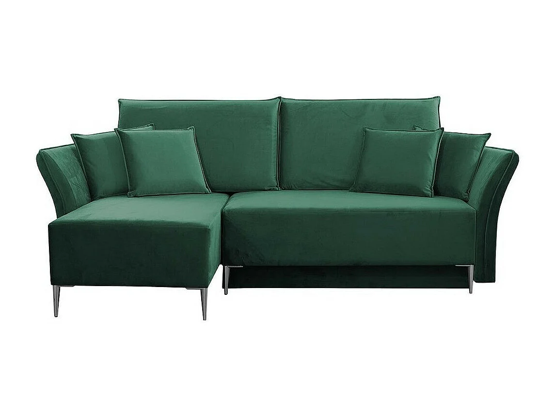 Canapé d'angle Providence 146, Vert, Fonction de couchage, Boîte de literie, 247x142x96cm