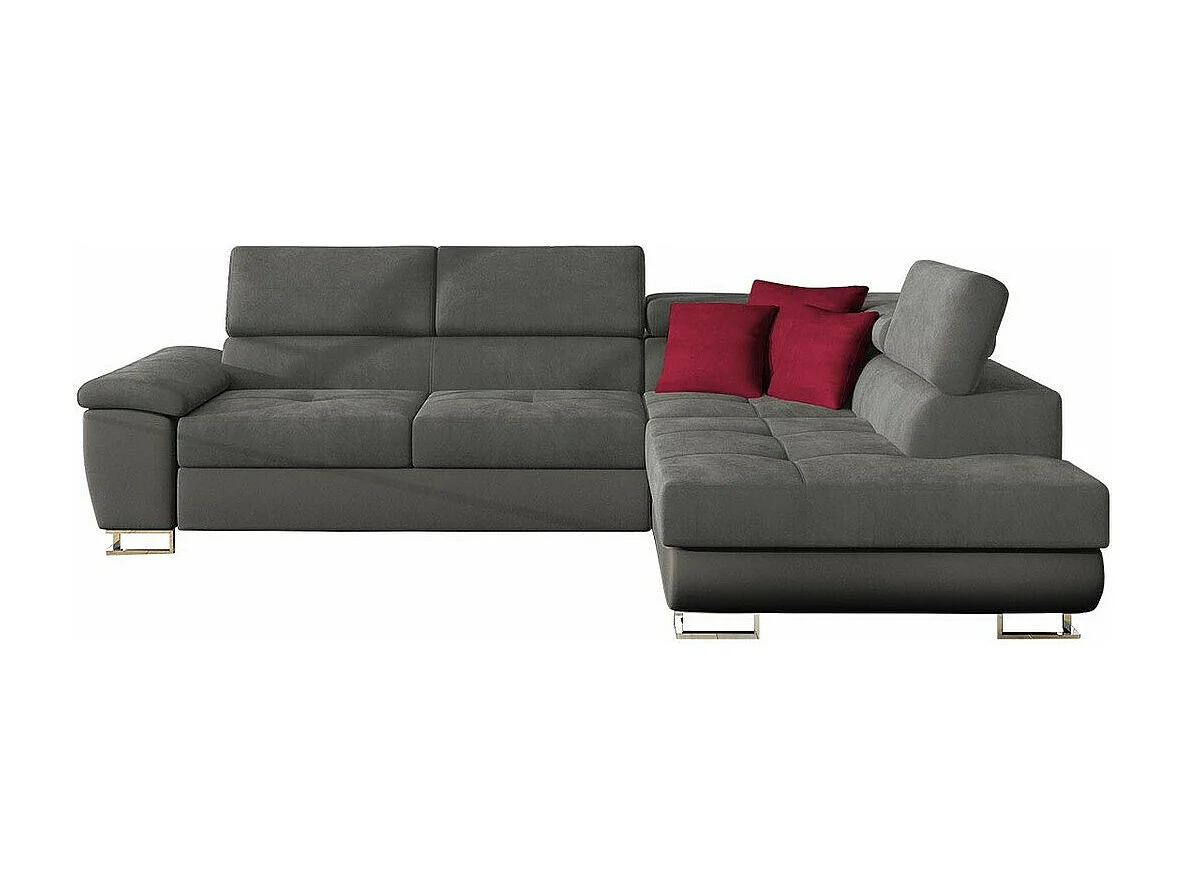 Sofá rinconero Comfivo 166, Gris, Función de descanso, Almacenaje, 270x202x71cm