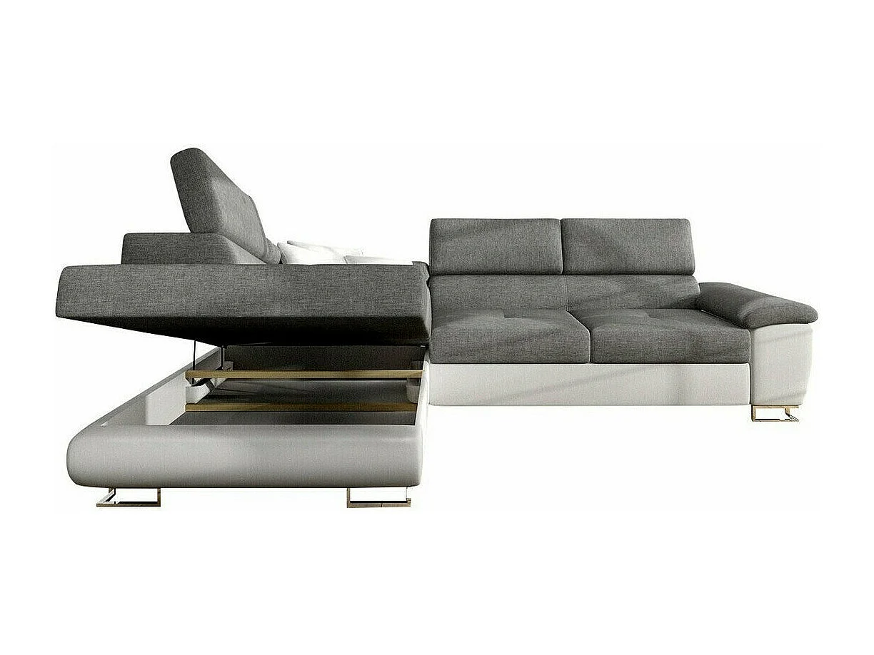 Sofá rinconero Comfivo 166, Gris, Función de descanso, Almacenaje, 270x202x71cm