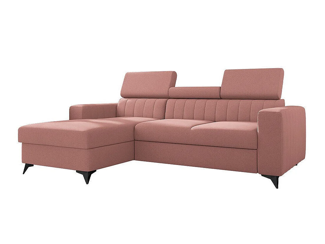 Canapé d'angle Columbus 170, Rose, Fonction de couchage, 24x17x8cm