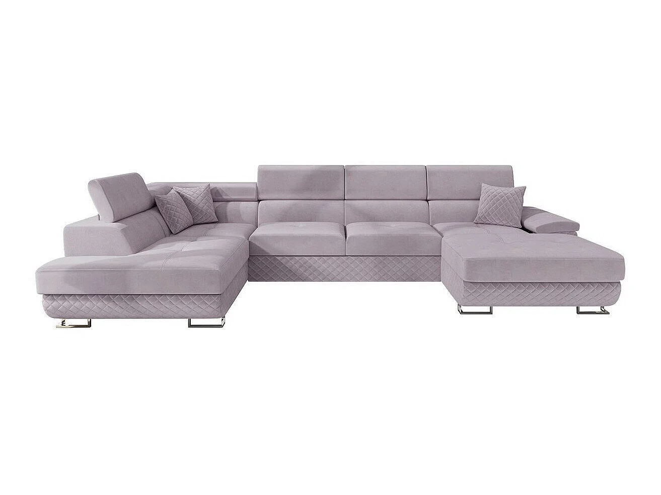 Canapé d'angle convertible 3 places en tissu violet 345x202x71 cm