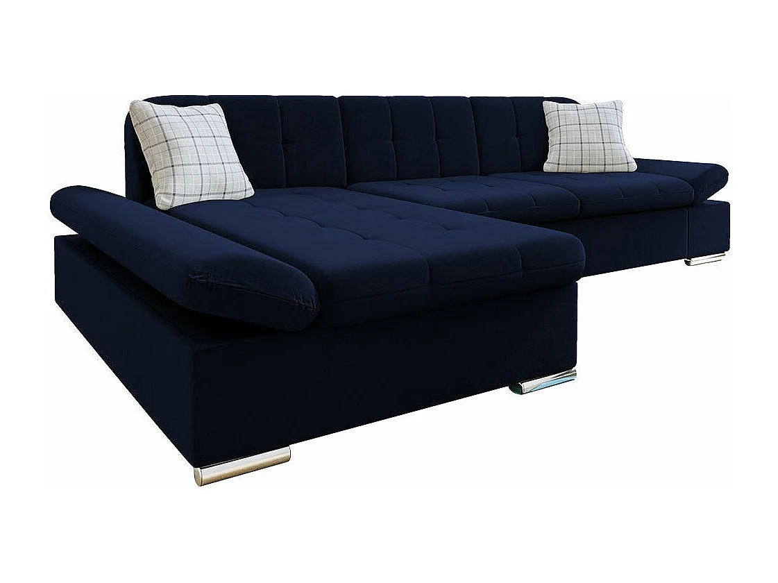 Sofá rinconero Comfivo 250, Azul, Función de descanso, Almacenaje, 278x161x76cm