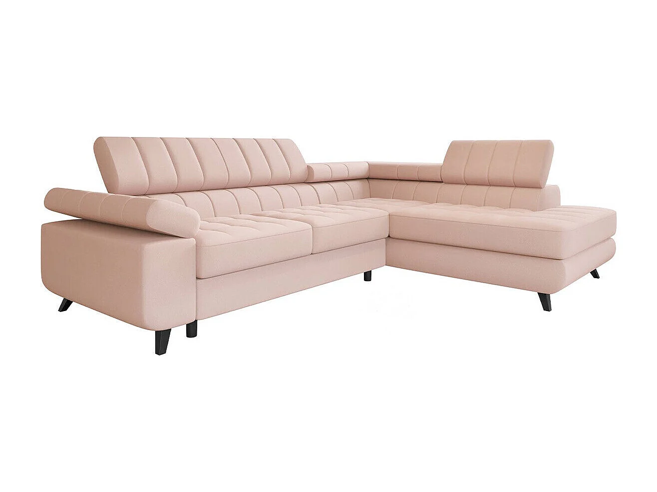 Canapé d'angle Comfivo 207, Rose, Fonction de couchage, Boîte de literie, 264x203x73cm