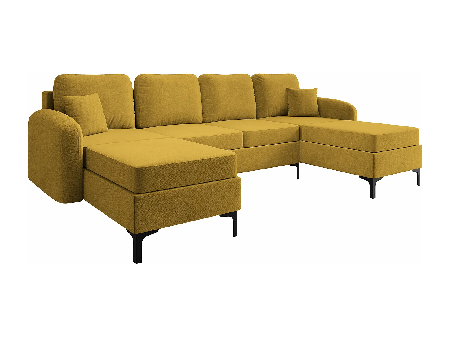 Sofá de canto Torlua 104, Amarelo, Funcionalidade de dormir