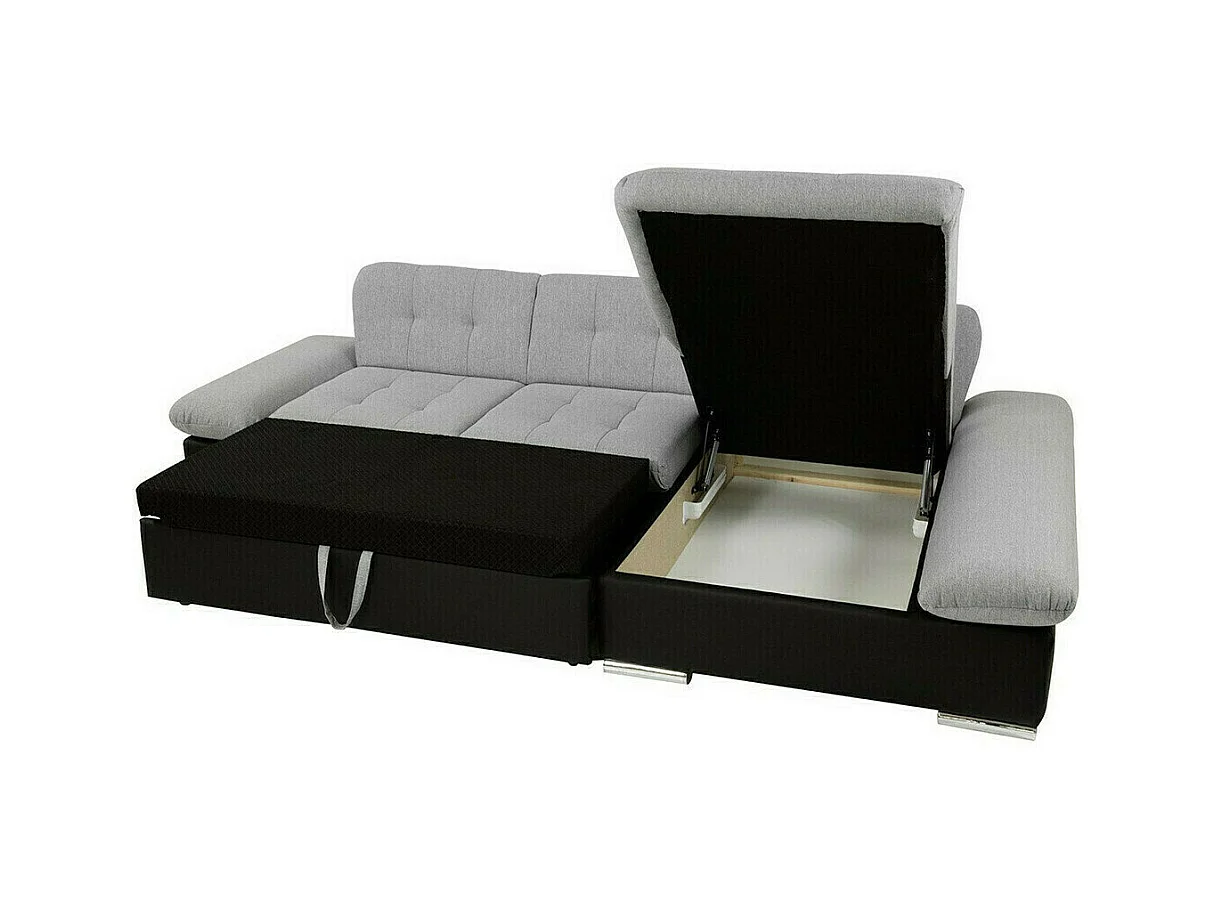 Sofá rinconero Comfivo 152, Gris, Función de descanso, Almacenaje, 278x161x76cm