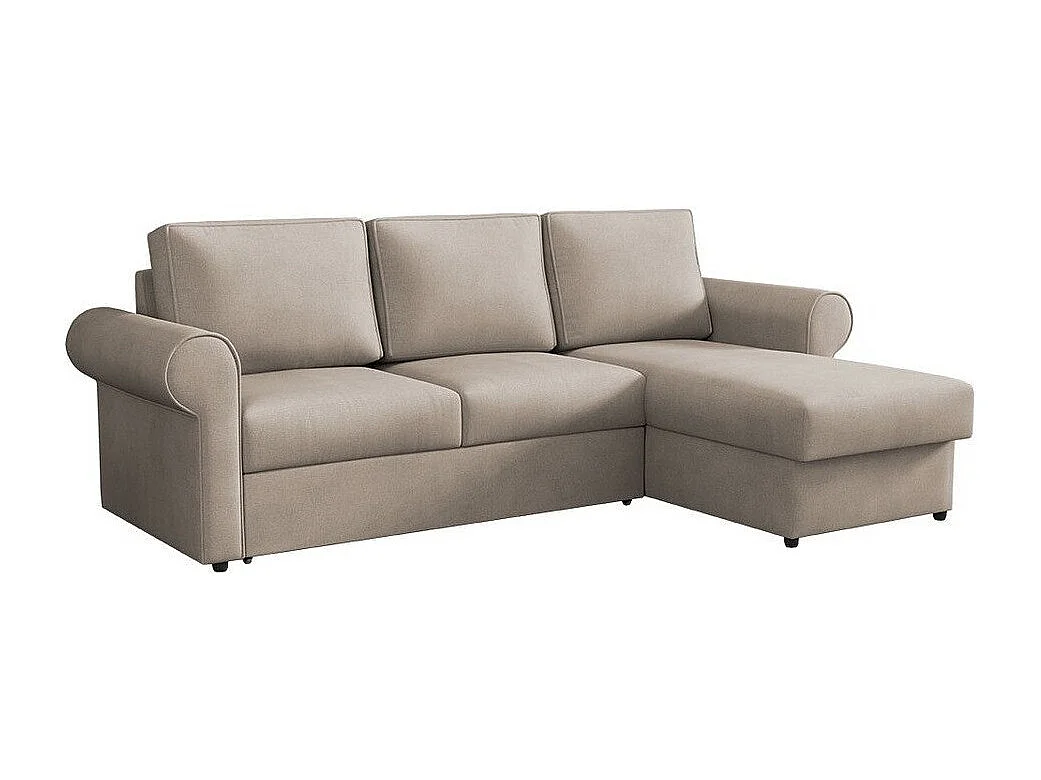 Sofá rinconero Columbus 131, De color marrón claro, Función de descanso, Almacenaje, 90cm