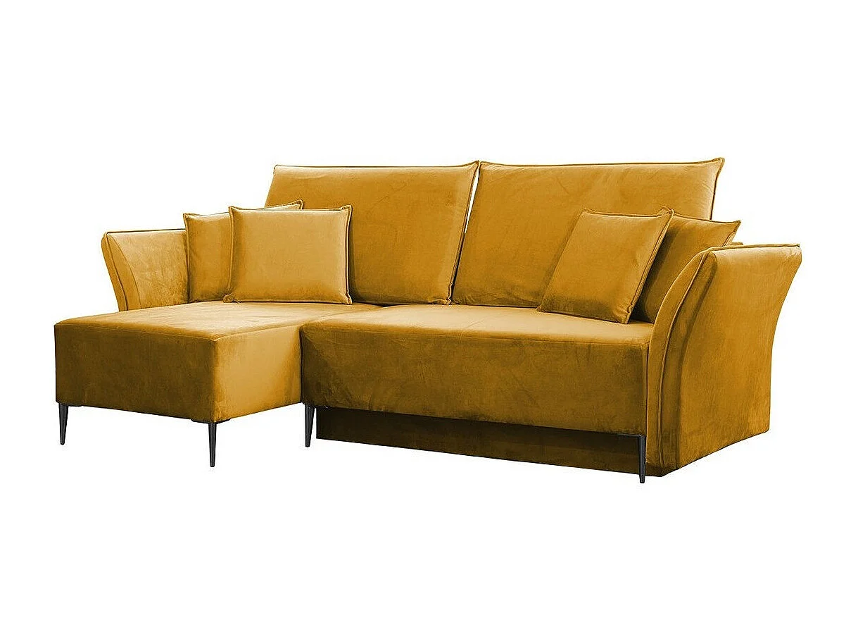 Canapé d'angle Providence 146, Jaune, Fonction de couchage, Boîte de literie, 247x142cm