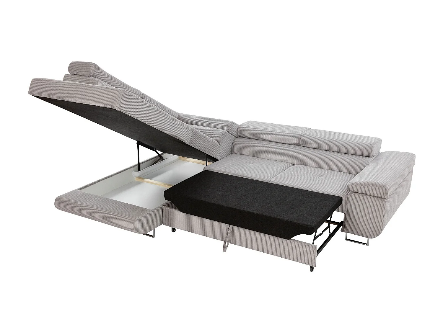 Canapé d'angle Comfivo Vinetum, Gris foncé, Disponible, 274x203x70cm
