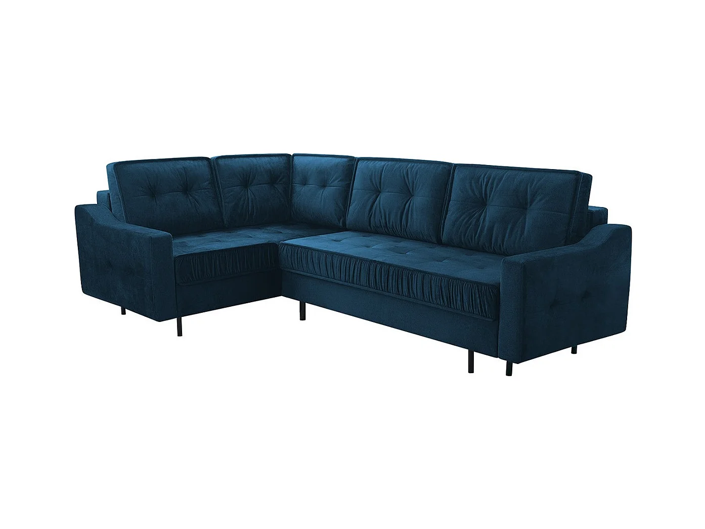 Canapé d'angle Kingsport 115, Bleu, Fonction de couchage, Boîte de literie, 289x185x105cm