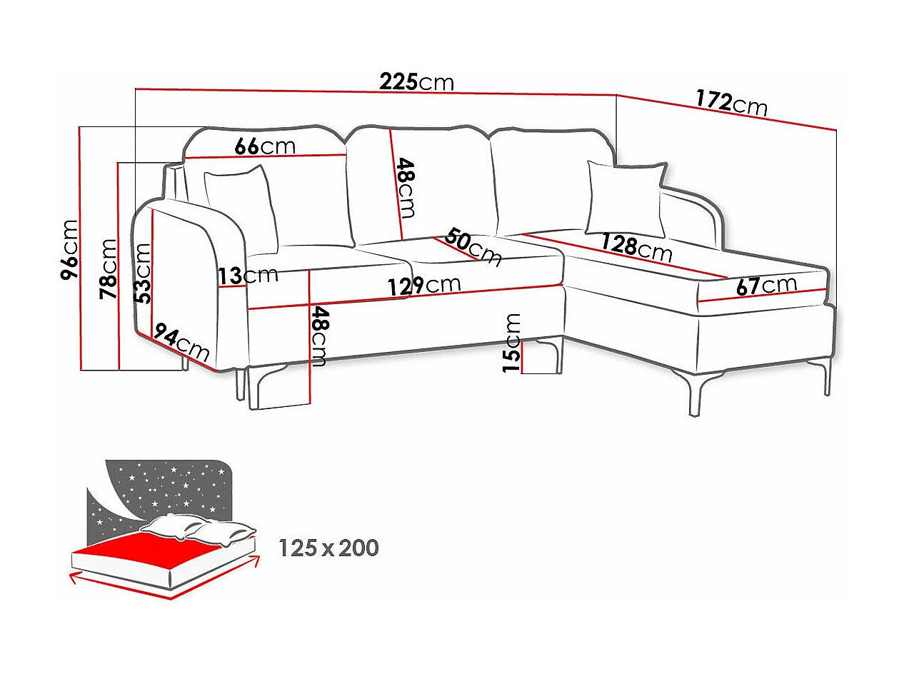 Canapé d'angle Torlua 103, Brun clair, Fonction de couchage, Boîte de literie, 225x172cm