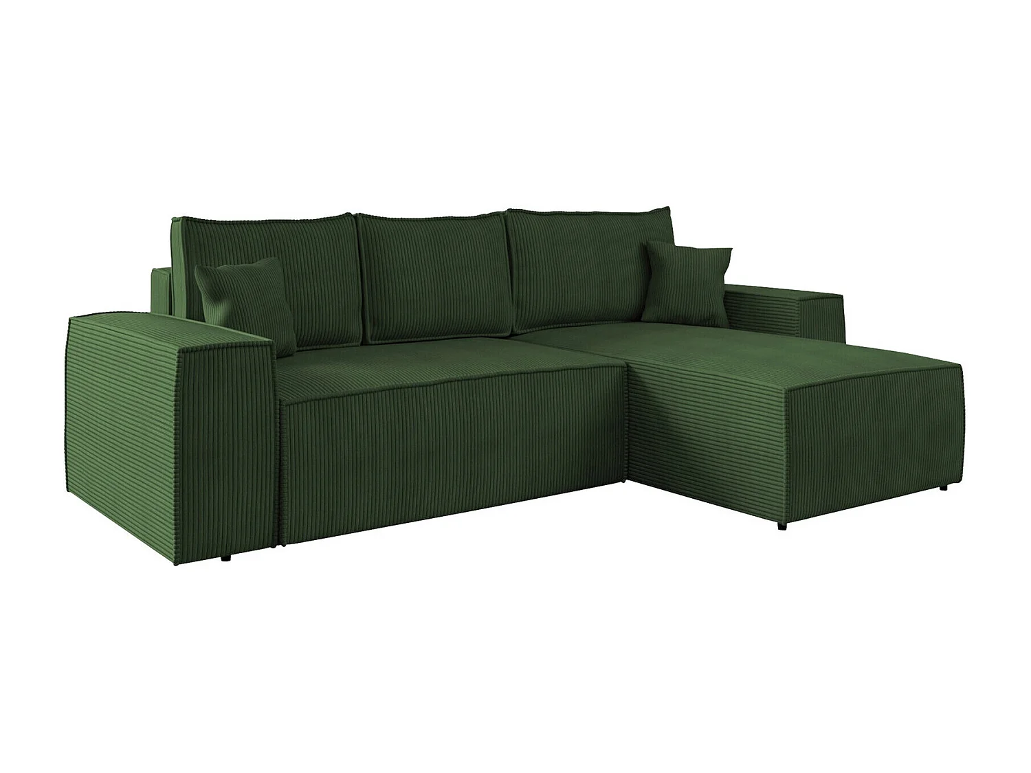Canapé d'angle Clovis 108, Vert, Fonction de couchage, Boîte de literie, 279x174x94cm