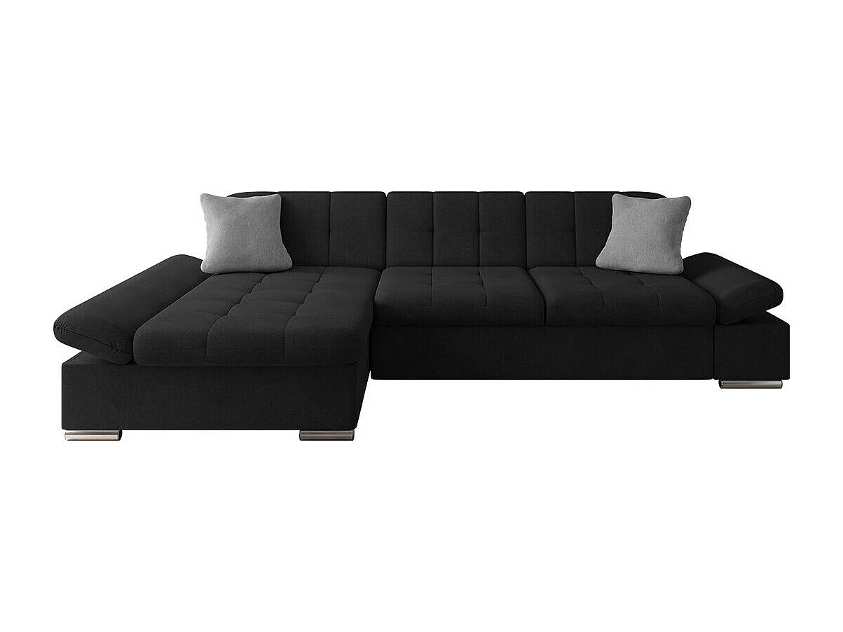Sofá rinconero Comfivo Sanitas I, Negro, Función de descanso, Almacenaje, 278x161x76cm