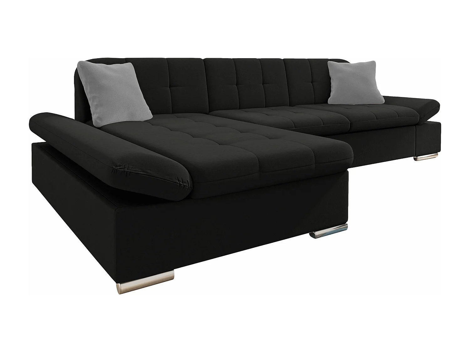 Sofá rinconero Comfivo Sanitas I, Negro, Función de descanso, Almacenaje, 278x161x76cm