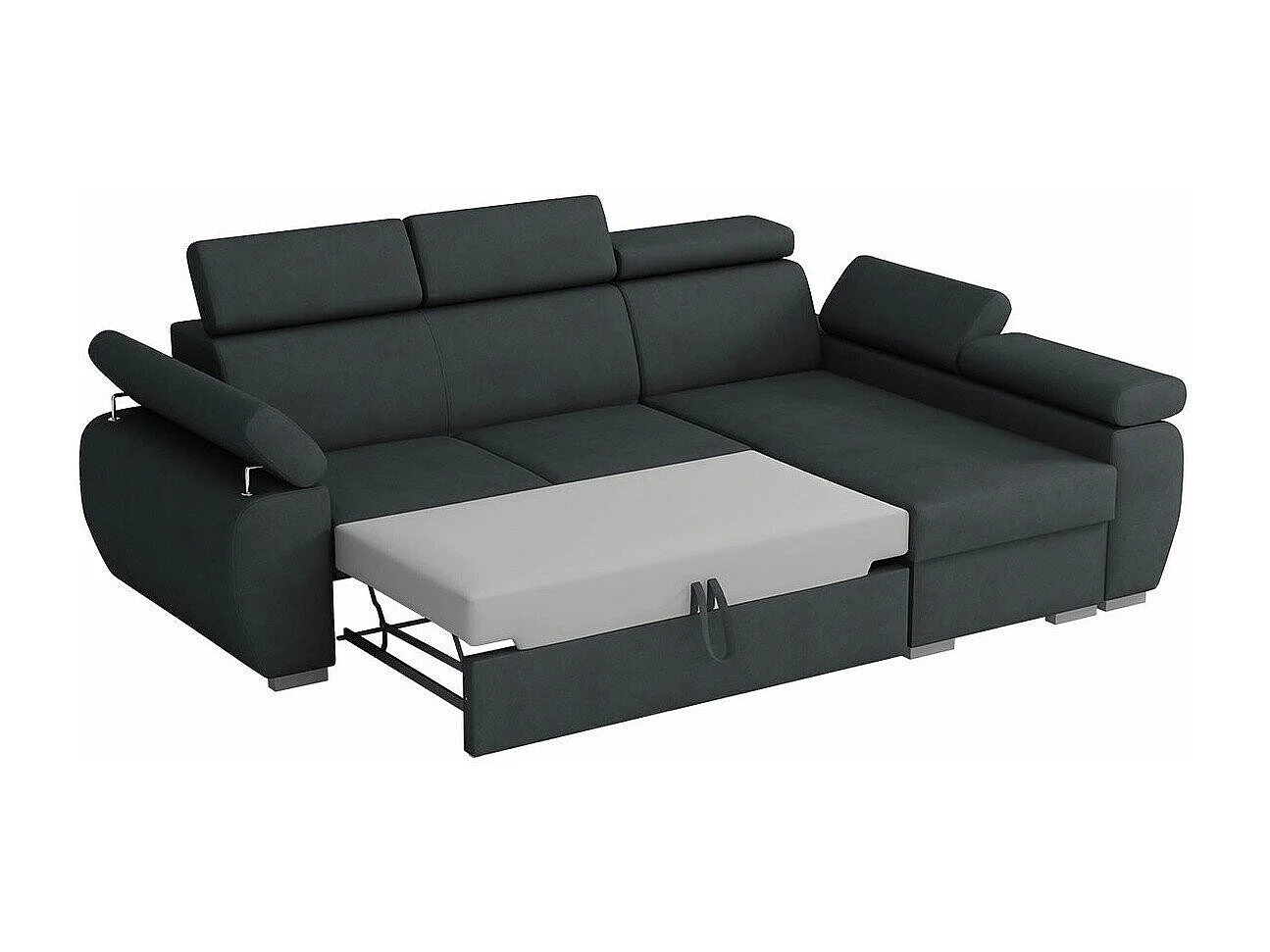 Sofá rinconero Columbus 192, Verde, Función de descanso, Almacenaje, 255x170x85cm