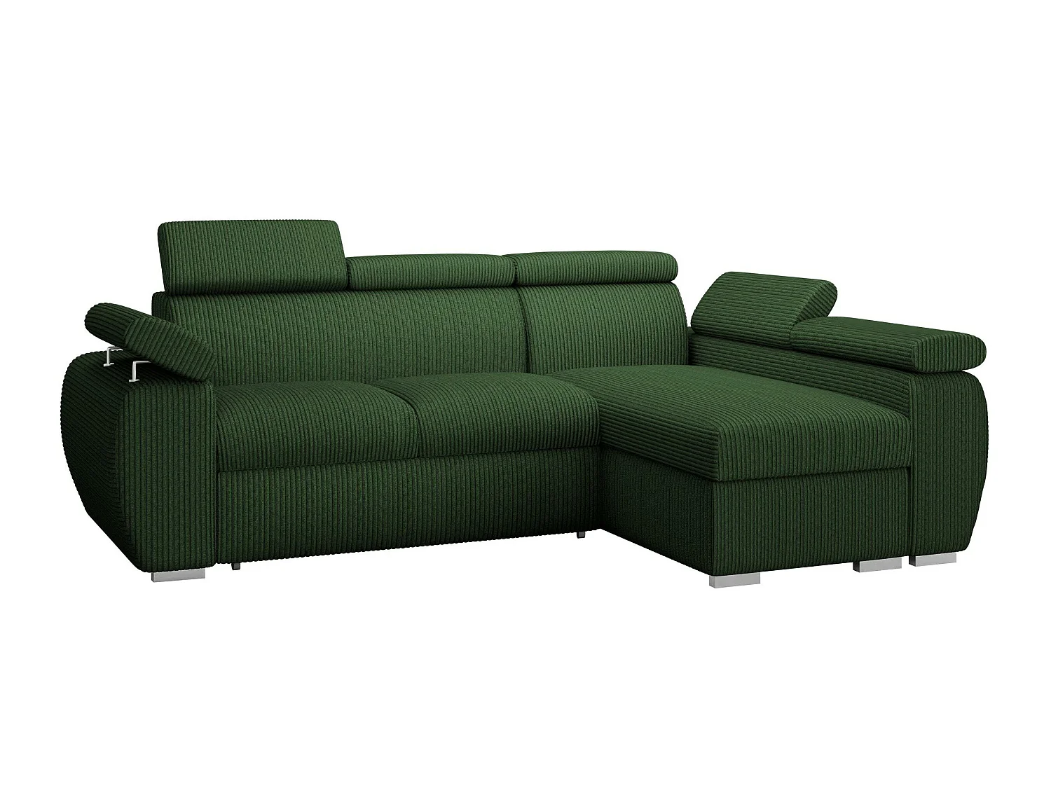 Sofá rinconero Columbus 192, Verde, Función de descanso, Almacenaje