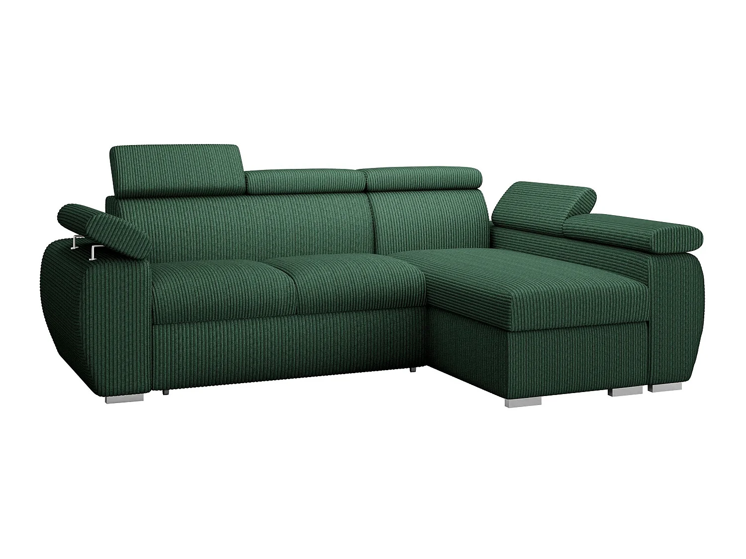 Sofá rinconero Columbus 192, Verde, Función de descanso, Almacenaje