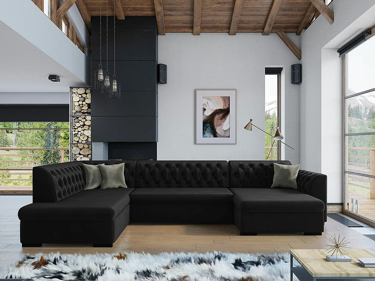 Sofá de canto Comfivo 269, Preto, Funcionalidade de dormir