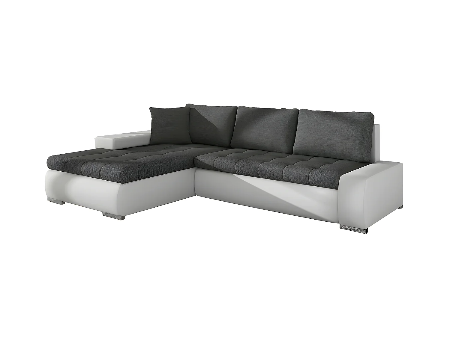 Canapé d'angle Comfivo 119, Gris, Fonction de couchage, Boîte de literie, 265x185x85cm