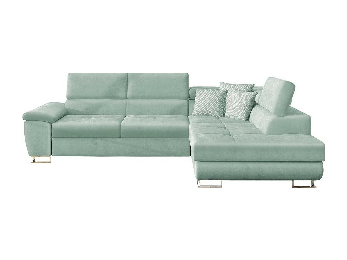 Sofá rinconero Comfivo 166, Turquesa, Función de descanso, Almacenaje, 270x202x71cm
