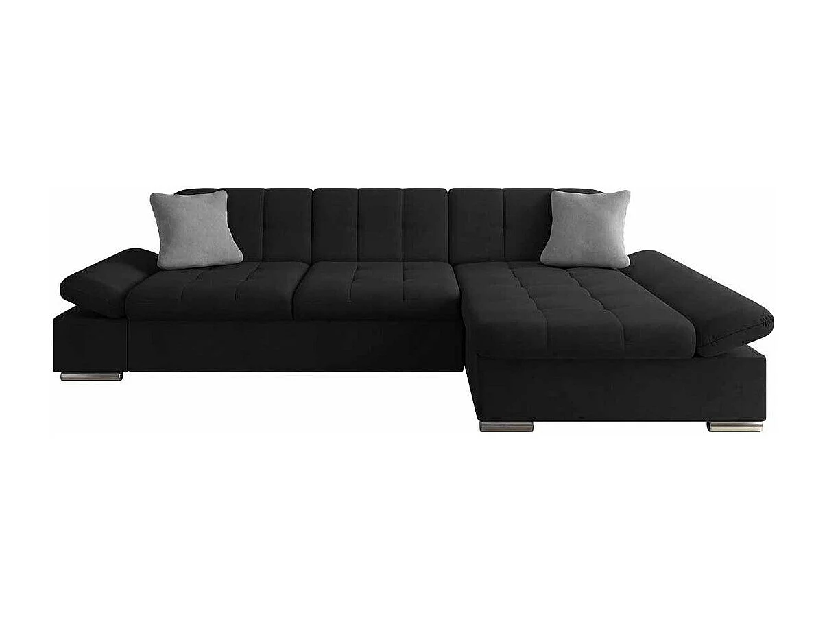 Sofá rinconero Comfivo 152, Negro, Función de descanso, Almacenaje, 278x161x76cm