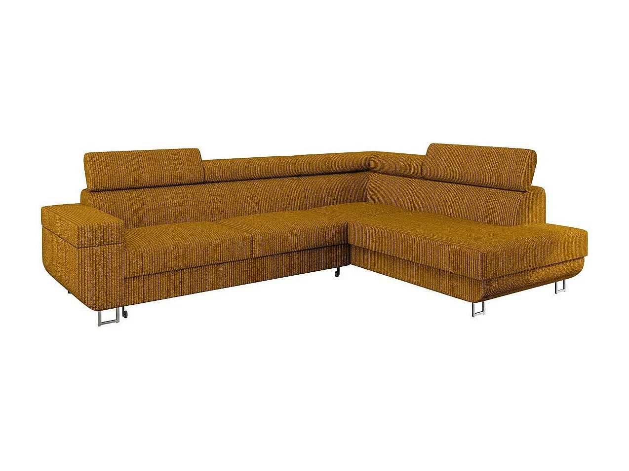 Sofá rinconero Comfivo 306, Amarillo, Función de descanso, Almacenaje, 253x188x71cm