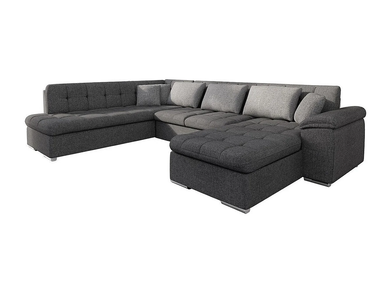 Sofá rinconero Comfivo 140, Gris, Función de descanso, 348x205x76cm