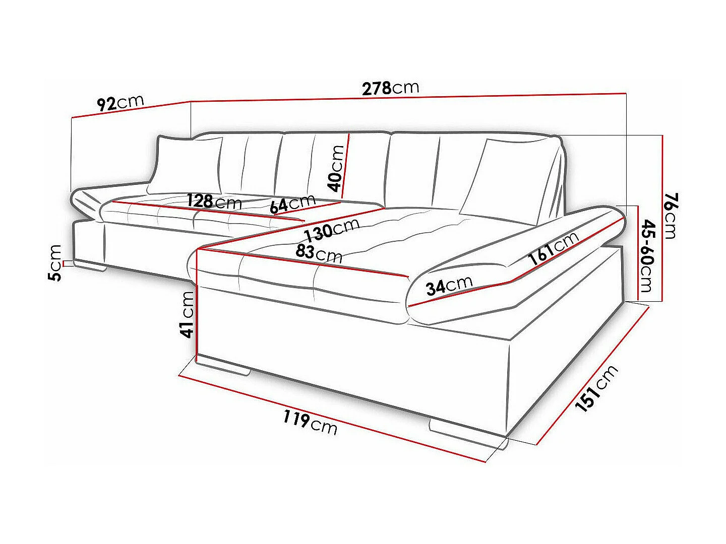 Sofá de canto Comfivo 219, Cinzento, Funcionalidade de dormir