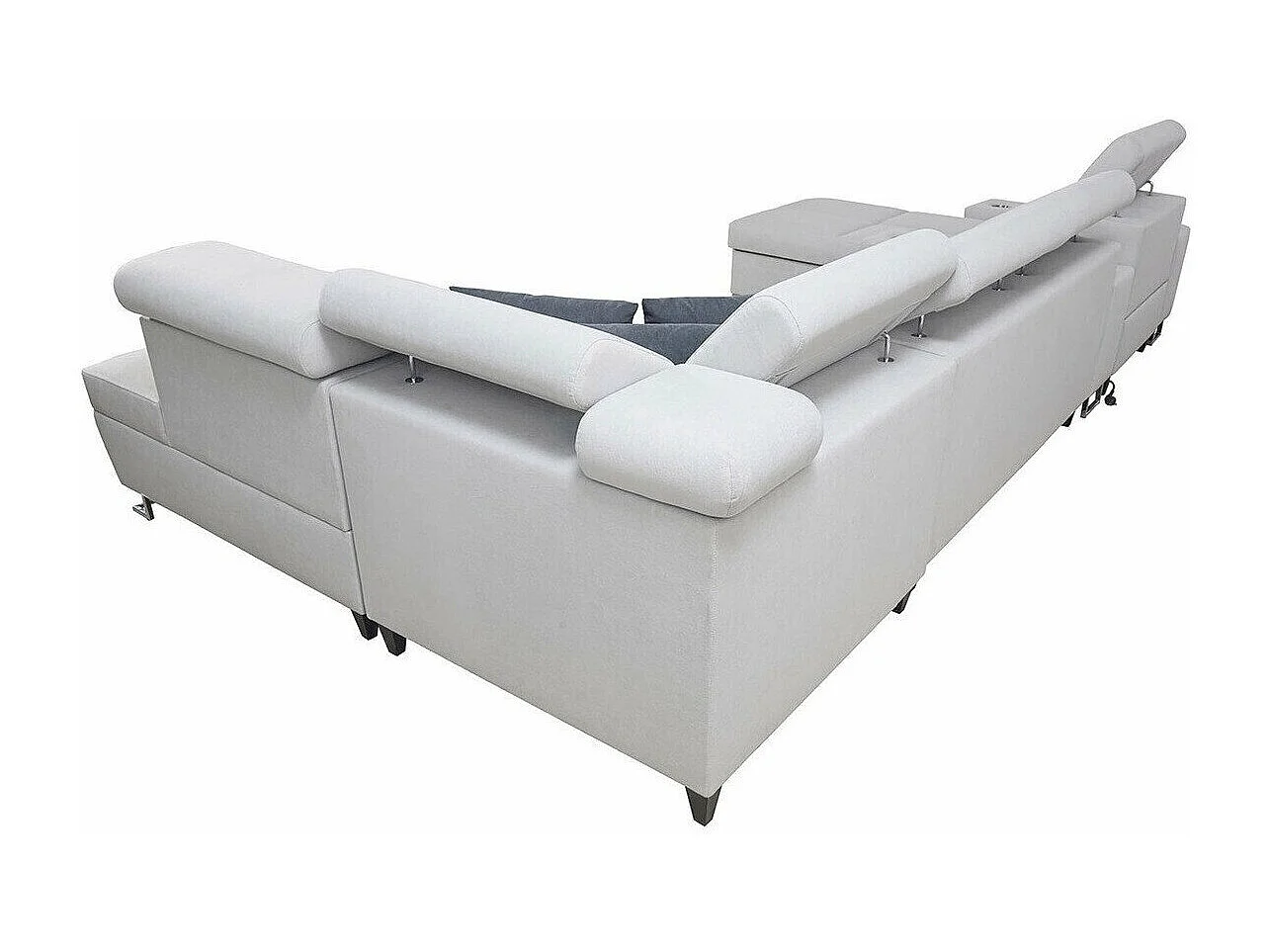 Canapé d'angle Pearland 113, Noir, Fonction de couchage, Boîte de literie, 371x221x84cm