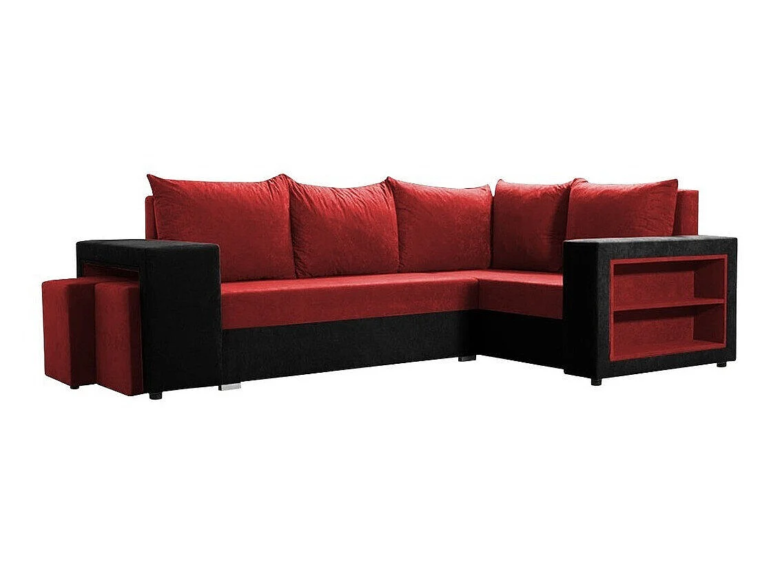 Sofá rinconero Muncie 103, Rojo, Función de descanso, Almacenaje