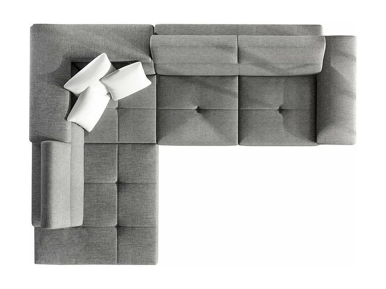 Sofá rinconero Comfivo 167, Gris, Función de descanso, Almacenaje, 270x202x71cm