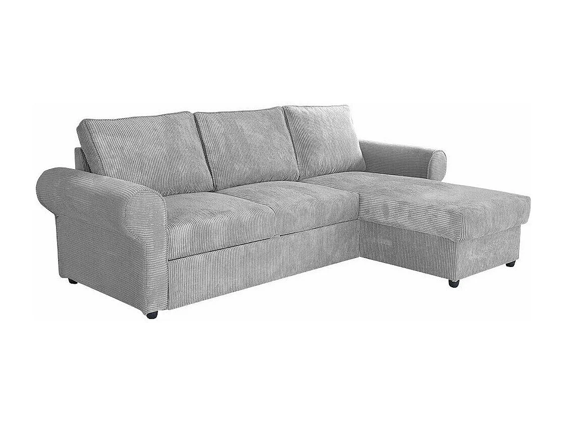 Canapé d'angle Columbus 131, Gris, Disponible, 246x155x90cm