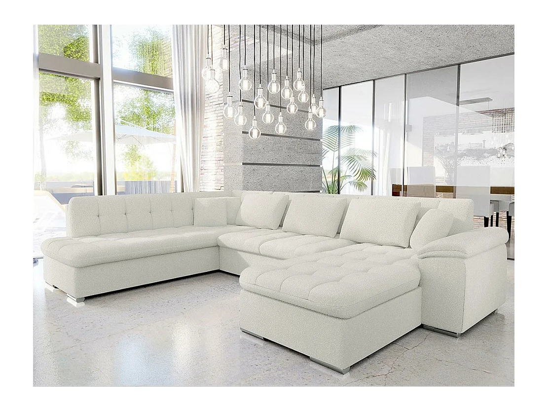 Canapé d'angle Comfivo 180, Brun clair, Fonction de couchage, 348x205x76cm