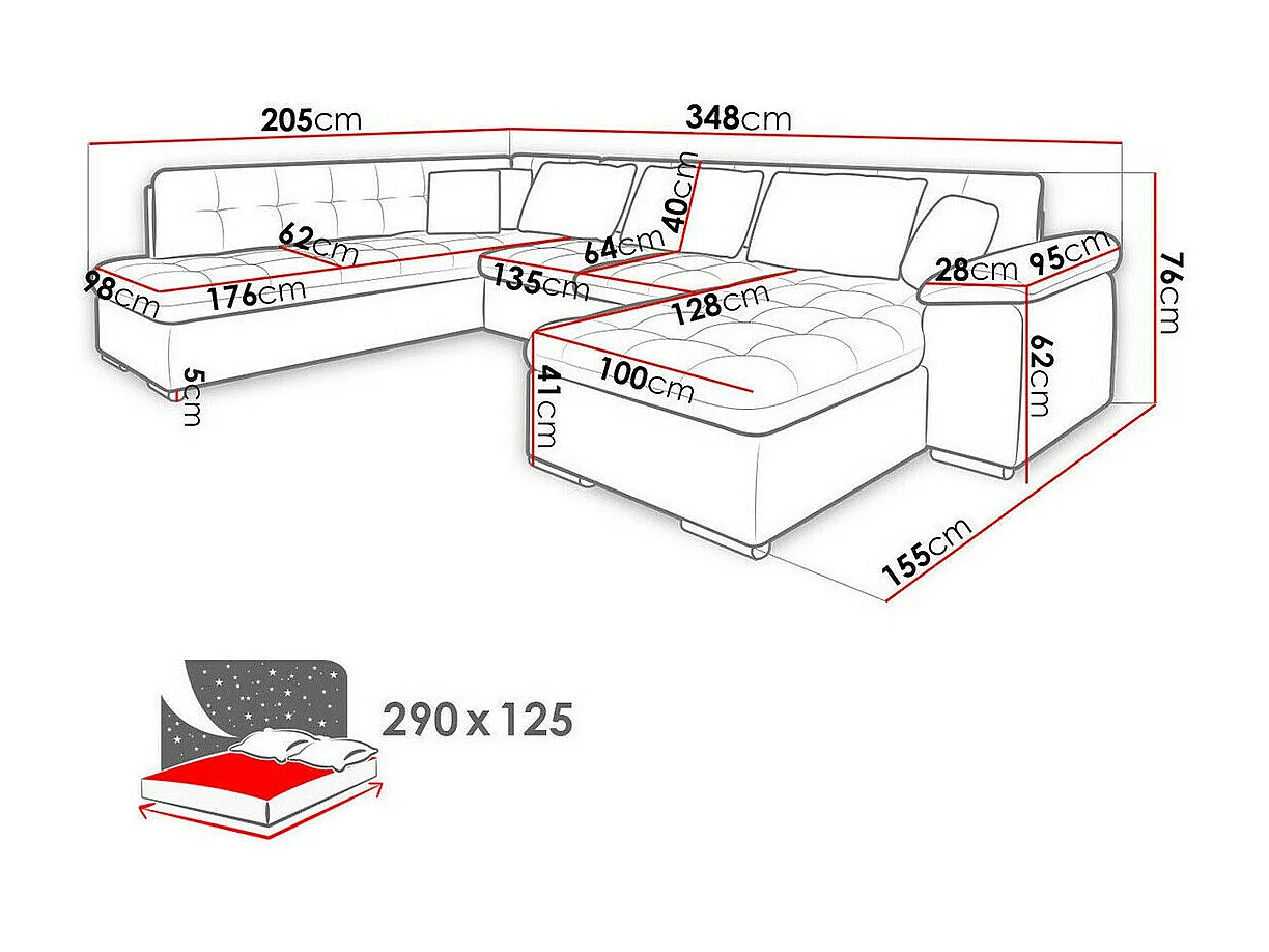 Canapé d'angle Comfivo 180, Brun clair, Disponible, 348x205x76cm