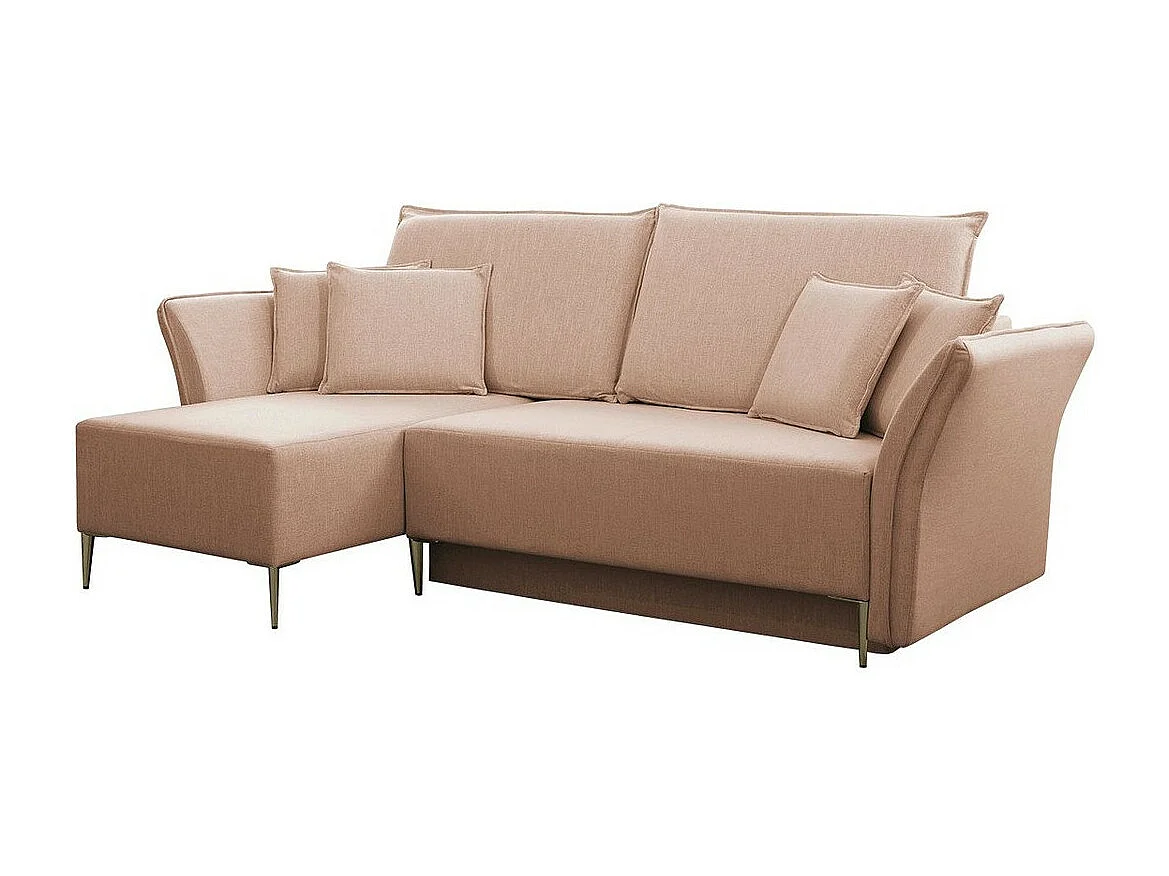 Canapé d'angle Providence 146, Rose, Fonction de couchage, Boîte de literie, 247x142x96cm