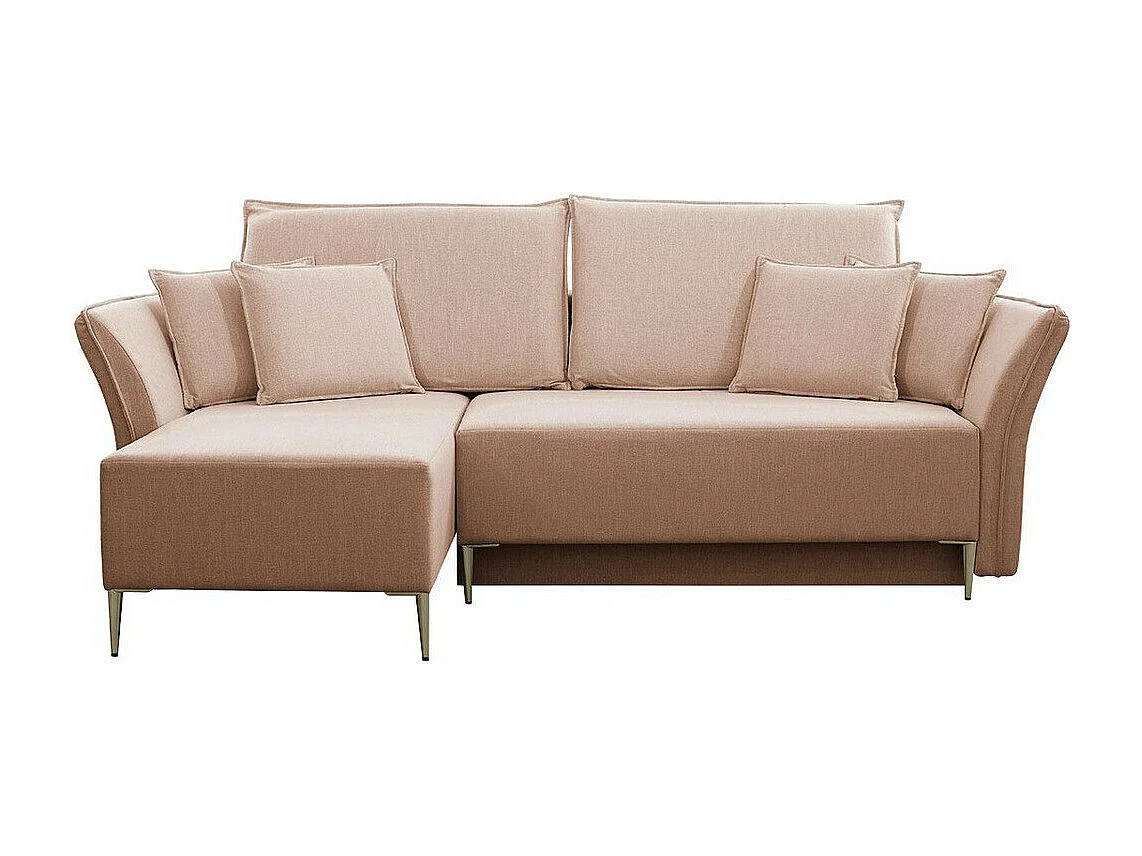 Canapé d'angle Providence 146, Rose, Fonction de couchage, Boîte de literie, 247x142x96cm