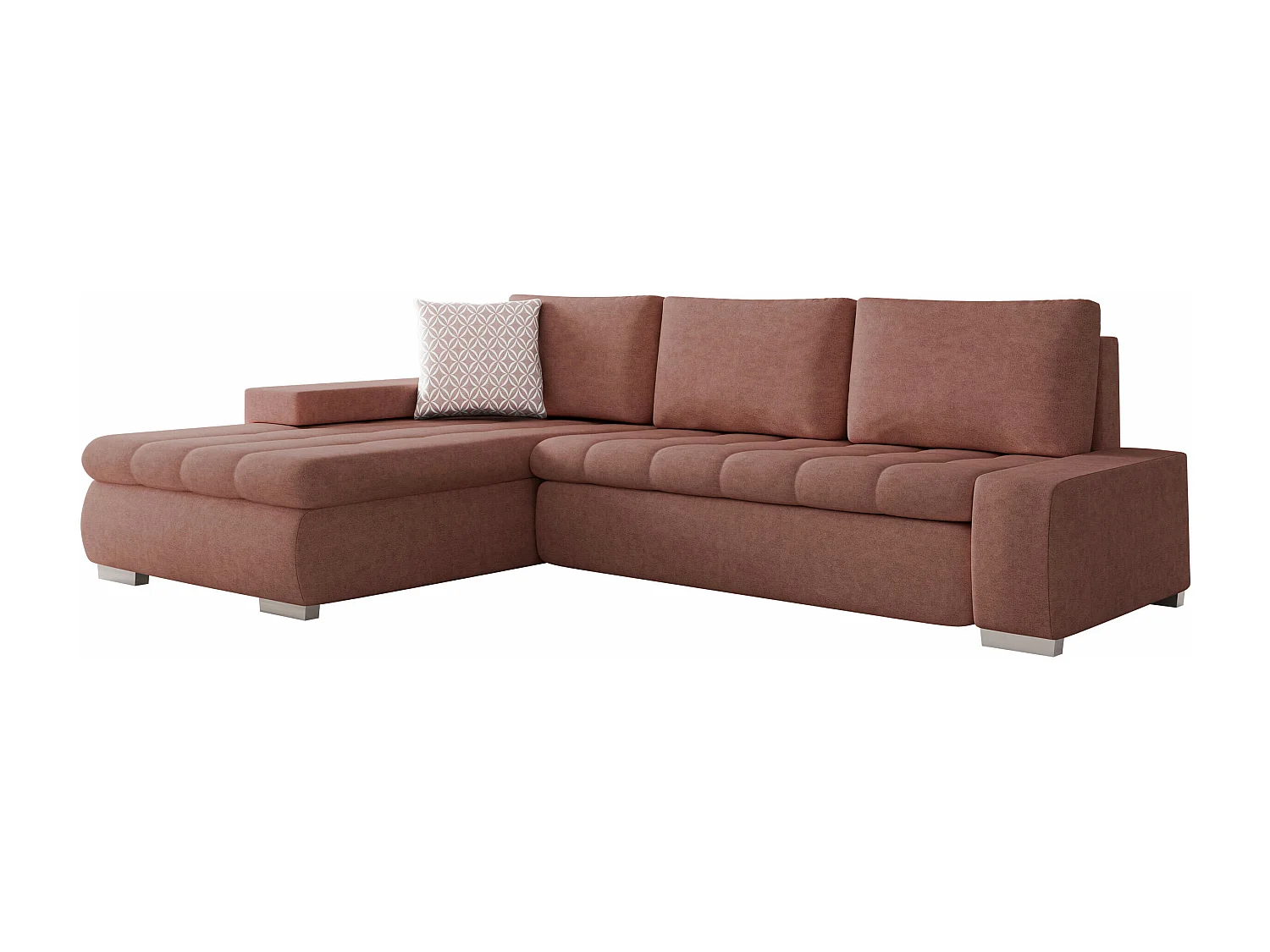 Sofá rinconero Comfivo 112, Rosa, Función de descanso, Almacenaje, 265x185x85cm