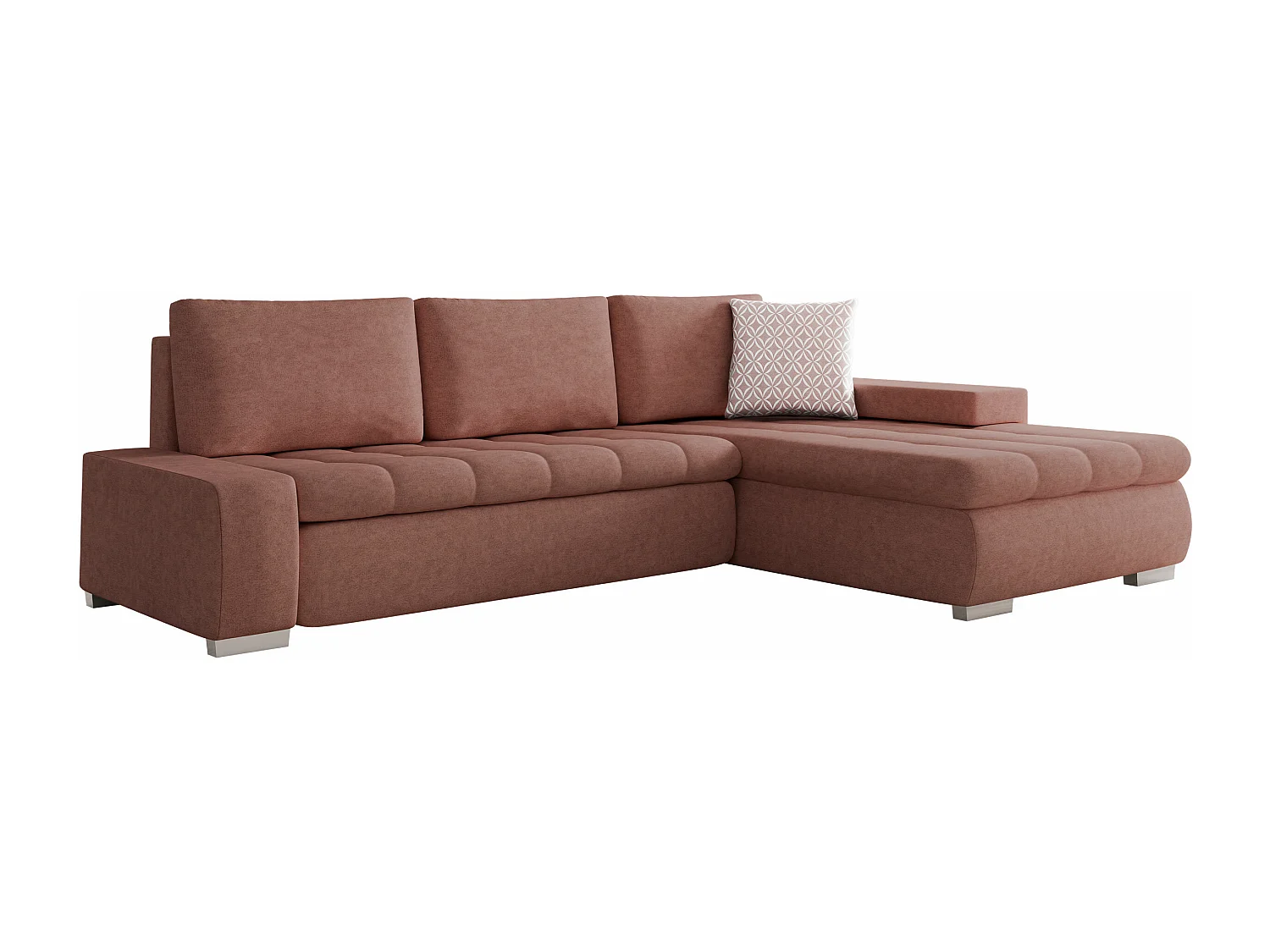 Sofá rinconero Comfivo Nitor, Rosa, Función de descanso, Almacenaje, 265x185x85cm