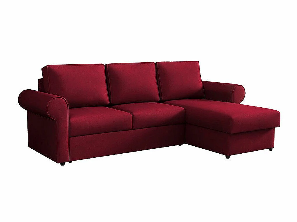 Canapé d'angle convertible 3 places en tissu rouge COLUMBUS 246x155x90 cm