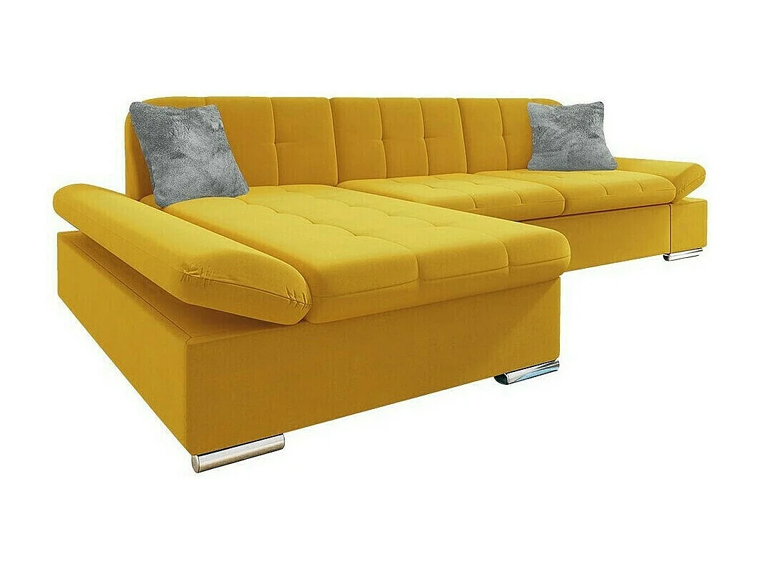 Sofá rinconero Comfivo 250, Amarillo, Función de descanso, Almacenaje, 278x161x76cm