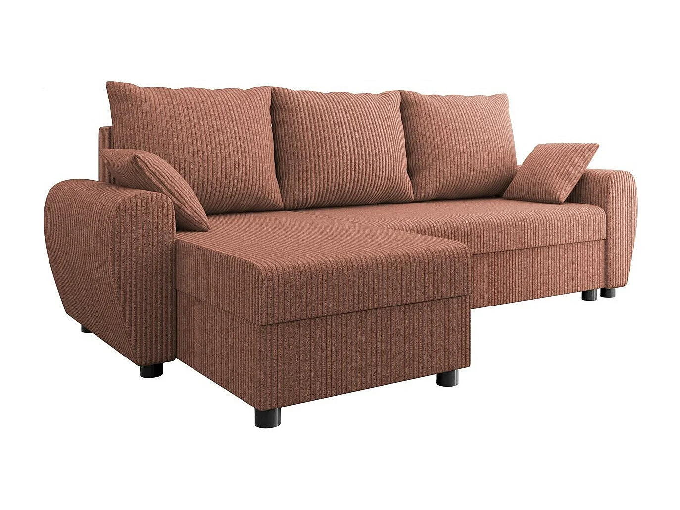 Sofá rinconero Memphis 123, Rosa, Función de descanso, Almacenaje, 242x139x83cm