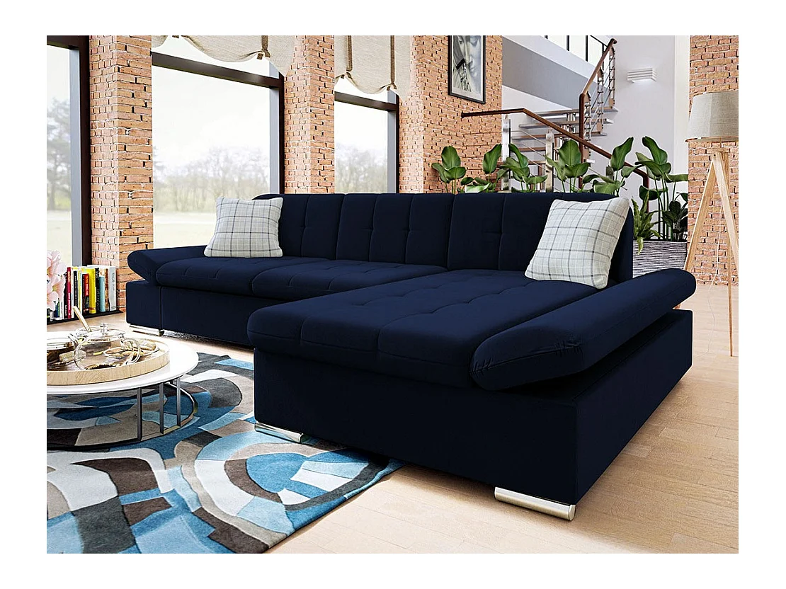 Divano angolare Comfivo 219, Blu, Senza, 278x161x76cm