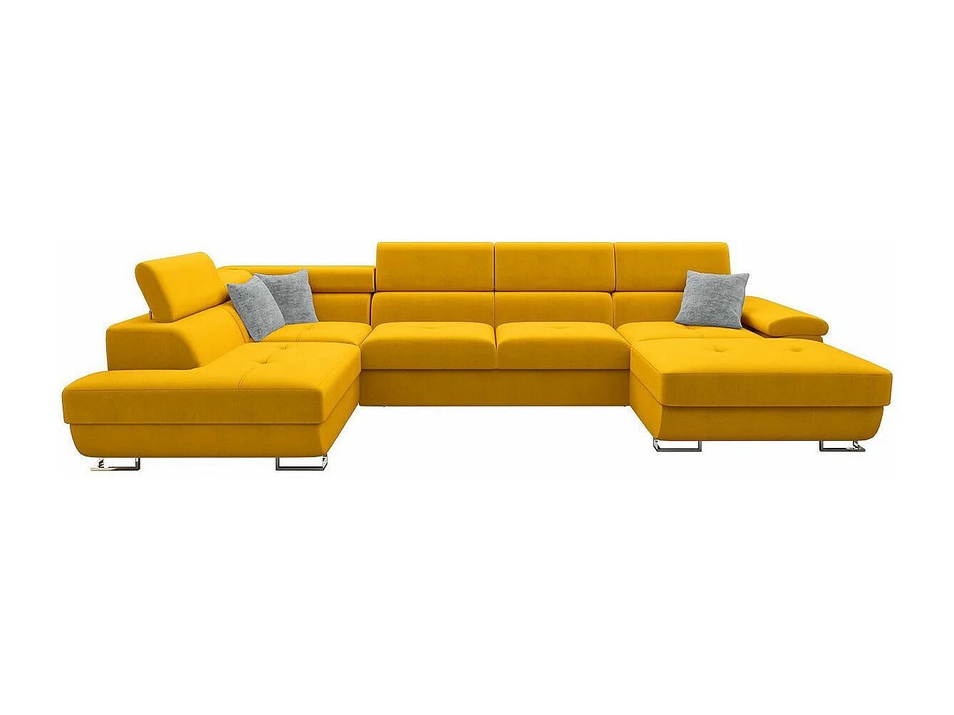 Canapé d'angle Comfivo 249, Jaune, Fonction de couchage, Boîte de literie, 345x202x71cm
