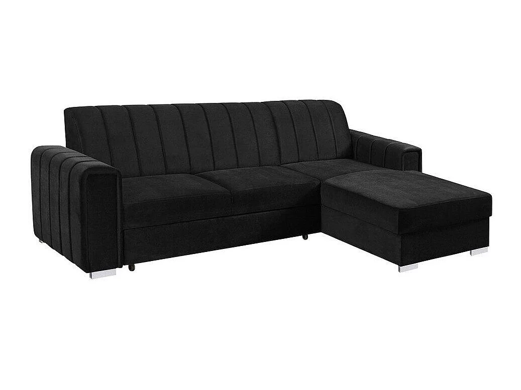 Sofá rinconero Columbus 166, Negro, Función de descanso, Almacenaje