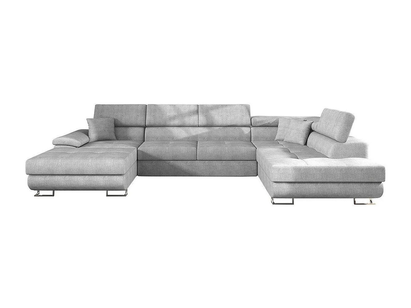 Sofá rinconero Comfivo 190, Gris, Función de descanso, Almacenaje, 345x202x71cm