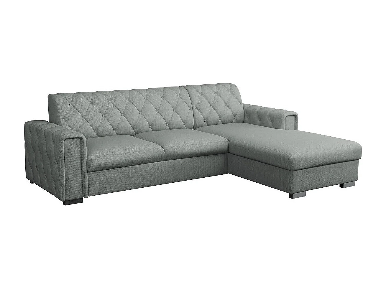 Sofá rinconero Columbus 203, Gris, Función de descanso, Almacenaje, 267x185x85cm