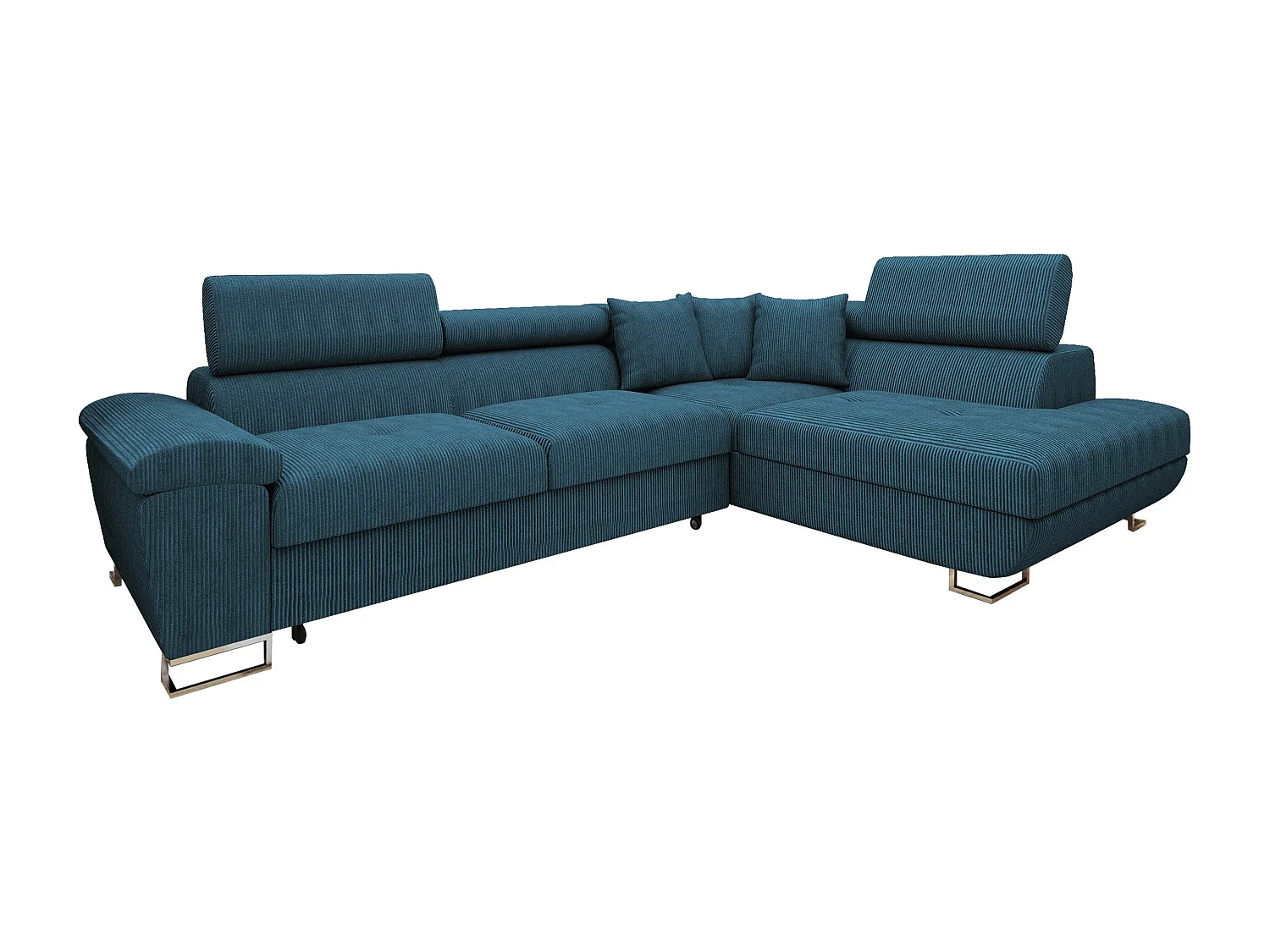 Sofá rinconero Comfivo Ruta I, Azul, Función de descanso, Almacenaje, 270x202x71cm