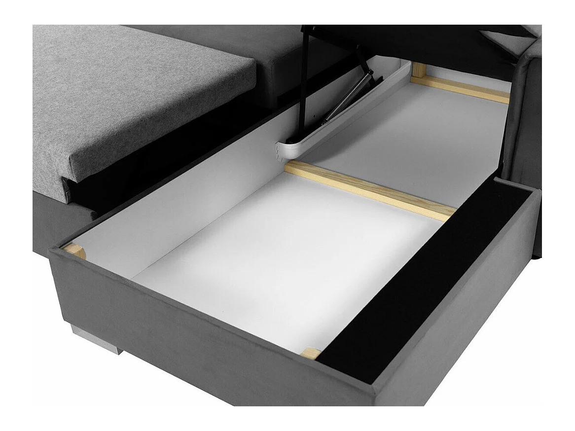 Canapé d'angle Columbus 166, Gris, Fonction de couchage, Boîte de literie, 260x183x86cm