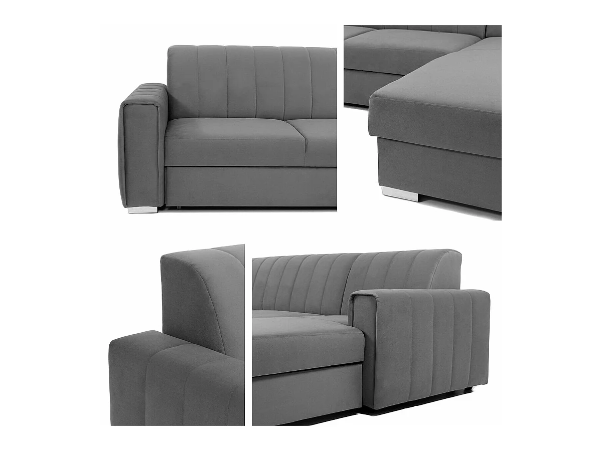 Canapé d'angle Columbus 166, Gris, Fonction de couchage, Boîte de literie, 260x183x86cm