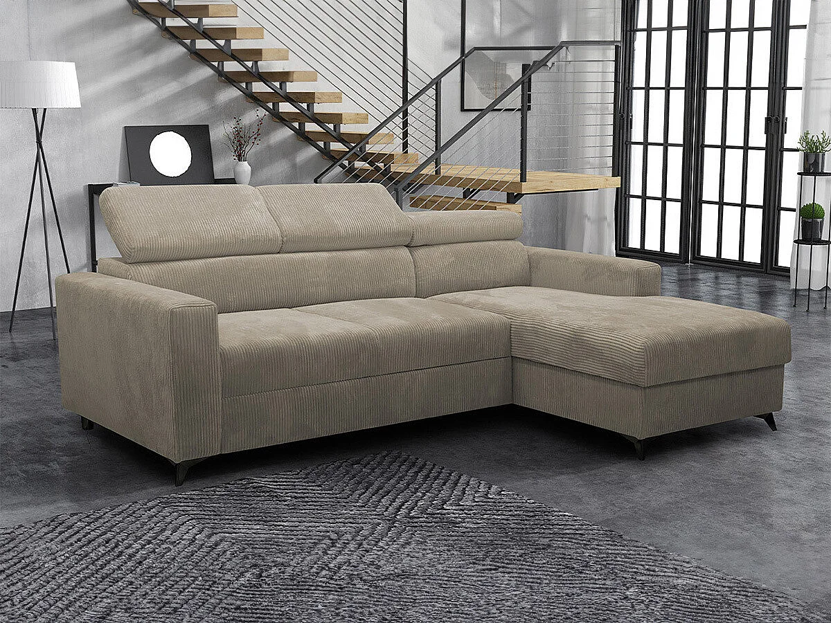 Canapé d'angle Columbus 191, Brun clair, Disponible, 236x172x82cm